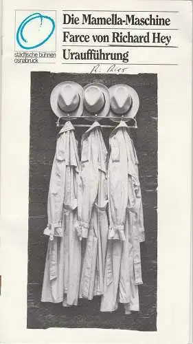 Städtische Bühnen Osnabrück, Erdmut C. August, Henning Fangauf: Programmheft Uraufführung Die Mamella-Maschine Osnabrück 1987. 