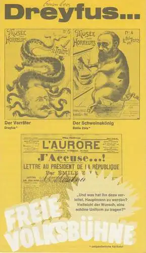 Freie Volksbühne Berlin, Kurt Hübner, Burkhard Mauer, Dorothea Renckhoff: Programmheft DREYFUS. Ein Stück von Jean-Claude Grumberg Premiere 22. Januar 1975 Spielzeit 1974 / 75 Heft 3. 