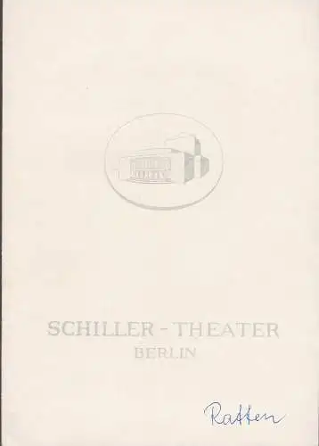 Schiller Theater Berlin, Boleslaw Barlog, Albert Beßler: Programmheft DIE RATTEN Gerhart Hauptmann Schiller Theater Berlin 1962. 