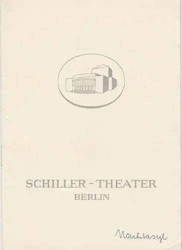 Schiller Theater Berlin, Boleslaw Barlog, Albert Beßler: Programmheft Nachtasyl von Maxim Gorki Schiller Theater Berlin 1958. 