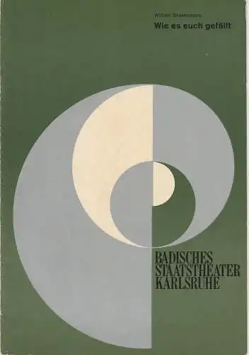 Badisches Staatstheater Karlsruhe, Hans-Georg Rudolph, Wilhelm Kappler: Programmheft Shakespeare Wie es euch gefällt Staatstheater Karlsruhe 1971. 