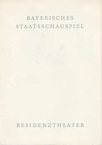 Bayerisches Staatschauspiel, Helmut Henrichs, Gerhard Reuter: Programmheft Neuinszenierung DER STURM. Zauberlustspiel von William Shakespeare. Premiere 7. April 1965 Residenztheater. 