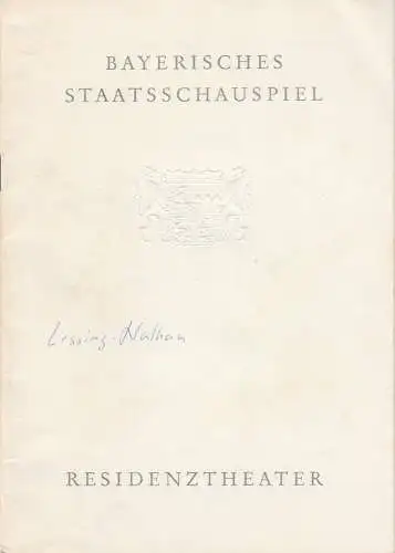 Bayerisches Staatsschauspiel, Helmut Henrichs, Ernst Wendt: Programmheft NATHAN DER WEISE. Dramatisches Gedicht von Gotthold Ephraim Lessing. Premiere 27. Oktober 1965 Residenztheater. 