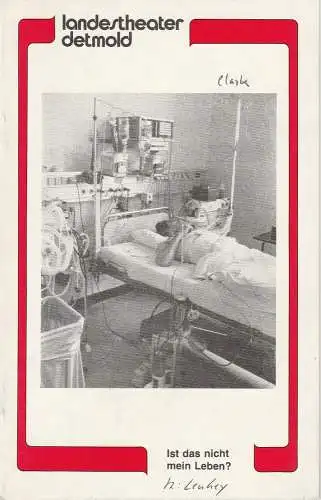 Landestheater Detmold, Otto Hans Böhm, Frenz Wirtz, Bruno Scharnberg: Programmheft Ist das nicht mein Leben? Landestheater Detmold 1982. 