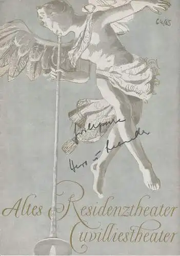 Bayerisches Staatsschauspiel, Helmut Henrichs, Gerhard Reuter: Programmheft Des Meeres  und der Liebe Wellen. Trauerspiel von Franz Grillparzer Premiere 6. Februar 1965 Altes Residenztheater Cuvillies-Theater Spielzeit 1964 / 65. 