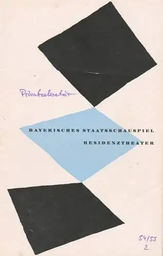Bayerisches Staatsschauspiel, Kurt Horwitz, Walter Haug: Programmheft DER PRIVATSEKRETÄR. Komödie von T. S. Eliot Residenztheater 1954. 