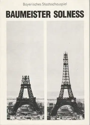 Bayerisches Staatsschauspiel, Kurt Meisel, Jörg-Dieter Haas, Gottfried Greiffenhagen, Otto König, Claus Seitz: Programmheft Baumeister Solness. Schauspiel von Henrik Ibsen. 