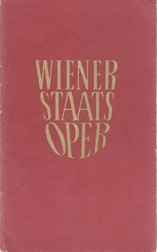 Staatsoper Wien, Rudolf Klein: Programmheft der Wiener Staatsoper 16. bis 30. September 1964. 