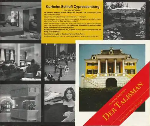 Bayerisches Staatsschauspiel, Kurt Meisel, Jörg-Dieter Haas, Otto König, Claus Seitz: Programmheft Joh. Nestroy DER TALISMAN Bayerisches Staatsschauspiel 1981. 