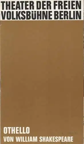 Theater Freie Volksbühne, Horst Balzer: Programmheft William Shakespeare OTHELLO Theater Freie Volksbühne 1973. 
