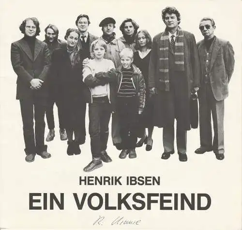 Landesbühne Niedersachsen Nord im Stadttheater Wilhelmshaven, Georg Immelmann, Jörg Gade: Programmheft Henrik Ibsen: EIN VOLKSFEIND Premiere 19. November 1983. 