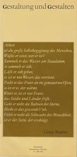 Staatstheater Dresden: Gestaltung und Gestalten. Programme Staatstheater Dresden 3 - 1967 - 68. 