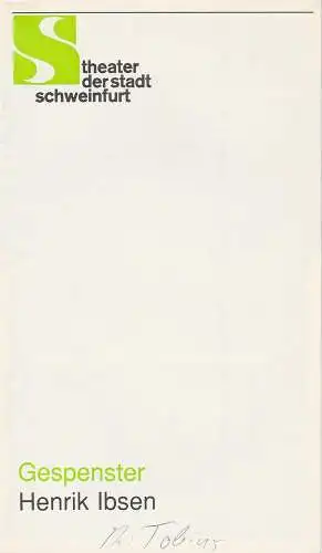 Theater der Stadt Schweinfurt, Günther Fuhrmann: Programmheft Henrik Ibsen: Gespenster. 26. Januar 1991 Spielzeit 1990 / 91 Heft 13. 