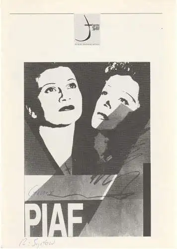 Theater der Stadt Schweinfurt, Rüdiger R. Nenzel: Programmheft Pam Gems: PIAF. Das Leben und die Musik des Spatz von Paris 8. Januar 1993 Spielzeit 1992 / 93 Heft 10. 