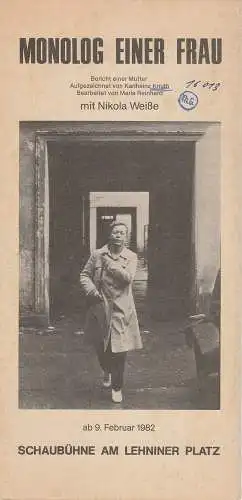 Schaubühne am Lehniner Platz Berlin: Prorgammheft MONOLOG EINER FRAU Schaubühne am Lehniner Platz 1981. 