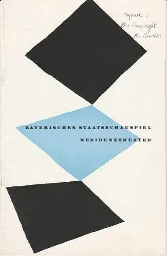 Bayerisches Staatsschauspiel, Helmut Henrichs, Eckart Stein: Programmheft DIE GRASHARFE von Truman Capote Residenztheater 1960. 