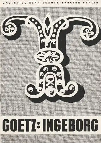 Schweizer Tournee-Theater Basel, Günther Fuhrmann: Programmheft Curt Goetz INGEBORG Schweizer Tournee-Theater Renaissance-Theater. 