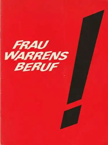Die Schauspieltruppe Zürich, Maria Becker, Robert Freitag: Programmheft Shaw FRAU WARRENS BERUF Die Schauspieltruppe Zürich 1972. 