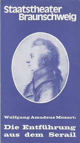 Staatstheater Braunschweig, Christoph Groszer, Helmar Harald Fischer, Edmund Gleede: Programmheft Mozart: Die Entführung aus dem Serail Braunschweig 1978. 