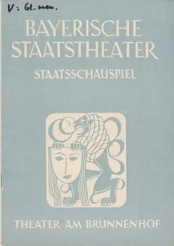 Bayerisches Staatsschauspiel, Alois Johannes Lippl: Programmheft Erstaufführung DIE GLASMENAGERIE von Tennessee Williams 8. April 1949 Theater am Brunnenhof 1. Jahrgang 1948 / 49 Heft 8 April 1949. 