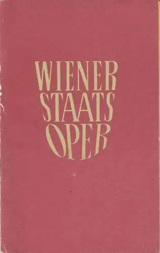 Staatsoper Wien, Rudolf Klein: Programmheft der Wiener Staatsoper November 1964, 1. Hälfte. 