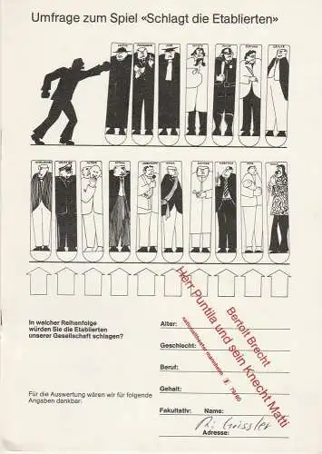 Nationaltheater Mannheim, Arnold Petersen, Ursula Rühle: Programmheft Bertolt Brecht: Herr Puntila und sein Knecht Matti Mannheim 1980. 