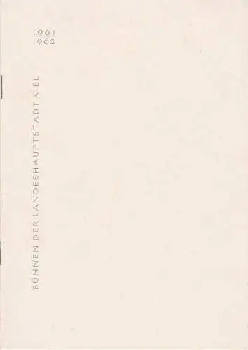 Bühnen der Landeshauptstadt Kiel, Hans-Georg Rudolph, Alfred Kirchner: Programmheft Henry Barraud: LAVINIA Spielzeit 1961 / 62. 