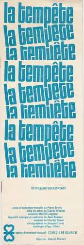 Centre dramatique national: Comedie de Bourges, Gabriel Monnet: Programmheft LA TEMPETE de William Shakespeare Comedie de Bourges 1966. 
