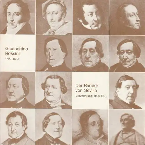 Niedersächsische Staatstheater Hannover, Hans-Peter Lehmann, Hans Jürgen Liedtke: Programmheft Gioacchino Rossini DER BARBIER VON SEVILLA Hannover 1982. 