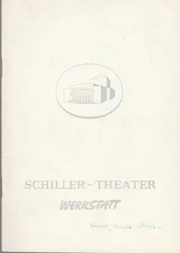 Schiller-Theater Werkstatt, Berlin, Boleslaw Barlog, Albert Beßler: Programmheft Arthur L. Kopit OH VATER, ARMER VATER, MUTTER HING DICH IN DEN SCHRANK, UND ICH BIN GANZ KRANK Spielzeit 1964 / 65 Heft 128. 