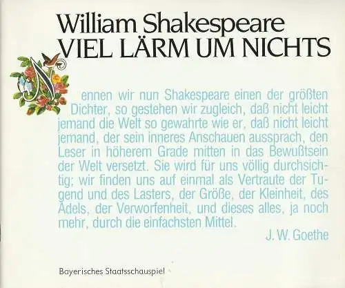 Bayerisches Staatsschauspiel, Kurt Meisel, Jörg-Dieter Haas, Otto König, Claus Seitz: Programmheft Shakespeare Viel Lärm um nichts Bayerisches Staatsschauspiel 1983. 