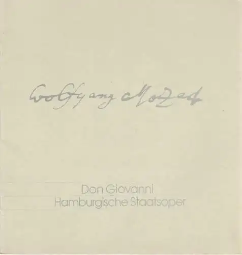 Hamburgische Staatsoper, Christoph von Dohnanyi, Peter Dannenberg, Ingeborg Bernerth: Programmheft Wolfgang Amadeus Mozart DON GIOVANNI 11. Mai 1980. 