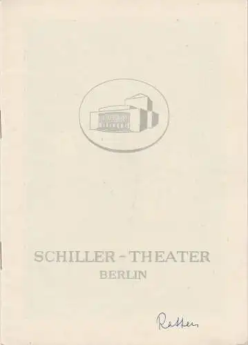 Schiller-Theater Berlin, Boleslaw Barlog, Albert Beßler: Programmheft Gerhart Hauptmann DIE RATTEN Schiller-Theater Berlin 1954. 