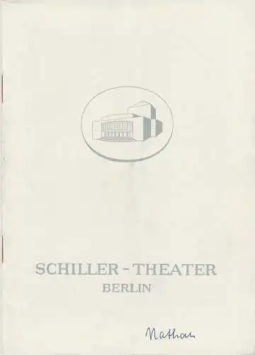 Schiller-Theater Berlin, Boleslaw Barlog, Albert Beßler: Programmheft Gotthold Ephraim Lessing NATHAN DER WEISE Spielzeit 1954 / 55 Heft 46. 
