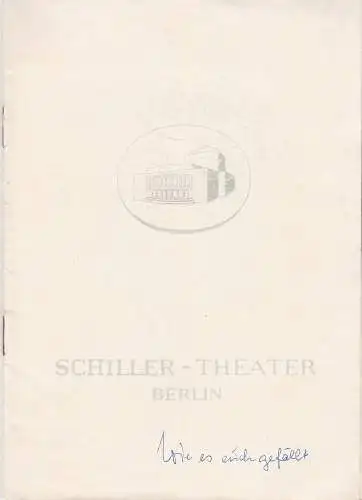 Schiller-Theater Berlin, Boleslaw Barlog, Albert Beßler: Programmheft William Skakespeare WIE ES EUCH GEFÄLLT Schiller-Theater 1963. 