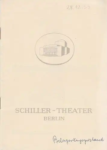 Schiller-Theater Berlin, Boleslaw Barlog, Albert Beßler: Programmheft Albert Camus BELAGERUNGSZUSTAND Schiller-Theater Berlin 1954. 
