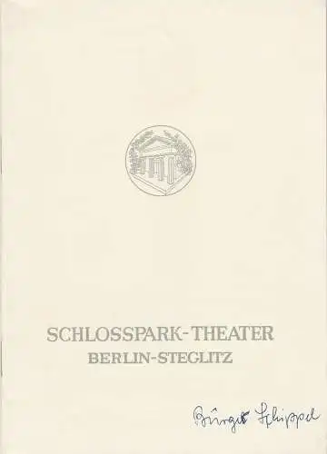 Schlosspark-Theater Berlin, Boleslaw Barlog, Albert Beßler: Programmheft Carl Sternheim BÜRGER SCHNIPPEL Spielzeit 1958 / 59 Heft 80. 