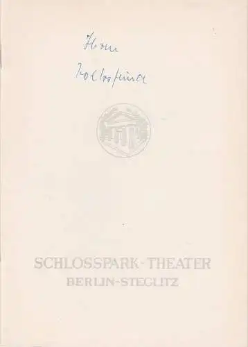 Schlosspark-Theater Berlin, Boleslaw Barlog, Albert Beßler: Programmheft Henrik Ibsen EIN VOLKSFEIND Spielzeit 1960 / 61 Heft 93. 