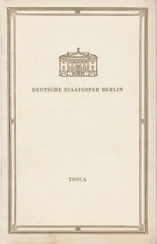 Deutsche Staatsoper Berlin, Deutsche Demokratische Republik, Günter Rimkus: Programmheft Giacomo Puccini TOSCA 22. September 1959. 