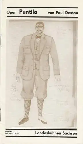 Landesbühnen Sachsen, Manfred Haacke, Rosemarie Dietrich, Ekkehard Walter: Programmheft Paul Dessau Bertolt Brecht PUNTILA Landesbühnen Sachsen 1989. 