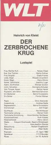 Westfälisches Landestheater WLT, Herbert Hauck, Ernst Franz, Jost Krüger: Programmheft Heinrich von Kleist DER ZERBROCHENE KRUG WLT 1982. 