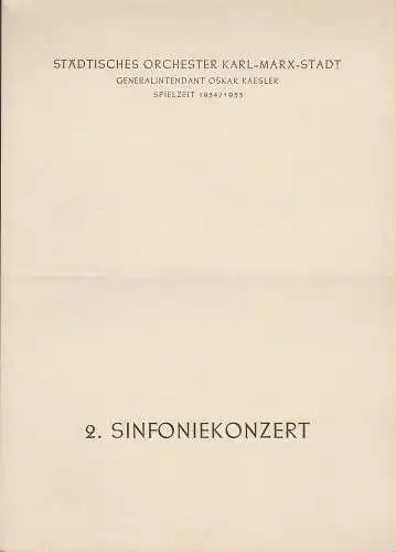 Städtisches Orchester Karl-Marx-Stadt, Oskar Kaesler: Programmheft 2. Sinfoniekonzert Städtisches Orchester Karl-Marx-Stadt 1954. 