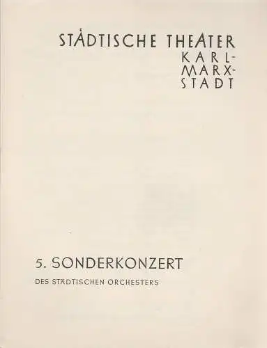 Städtische Theater Karl-Marx-Stadt, Paul Herbert Freyer: Programmheft 5. Sonderkonzert Spielzeit 1959 / 60. 