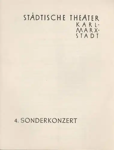 Städtische Theater Karl-Marx-Stadt, Paul Herbert Freyer: Programmheft 4. Sonderkonzert Städtische Theater Karl-Marx-Stadt 1960. 