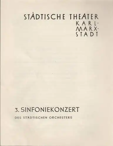 Städtische Theater Karl-Marx-Stadt, Paul Herbert Freyer: Programmheft 3. Sinfoniekonzert 19. November 1959 Spielzeit 1959 / 60. 