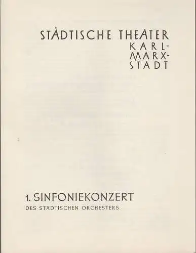 Städtische Theater Karl-Marx-Stadt, Paul Herbert Freyer: Programmheft 1. Sinfoniekonzert 18. September 1958 Spielzeit 1958 / 59. 