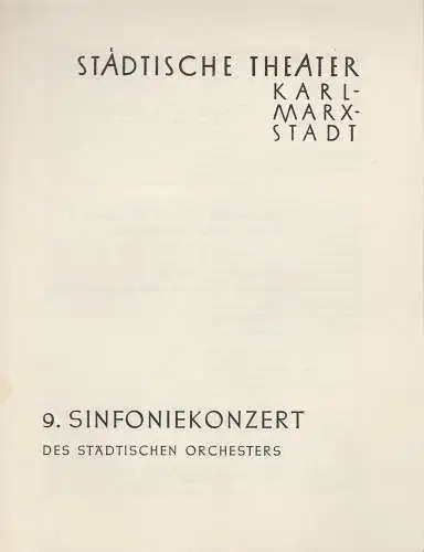 Städtische Theater Karl-Marx-Stadt, Paul Herbert Freyer: Programmheft 9. Sinfoniekonzert Städtische Theater Karl-Marx-Stadt 1958. 