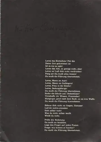 Stadttheater Zittau, Hubertus Methe: Programmheft B. Brecht MUTTER COURAGE UND IHRE KINDER Stadttheater Zittau 1958. 