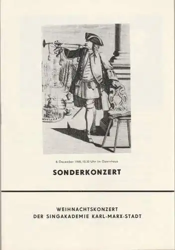 Städtische Theater Karl-Marx-Stadt, Gerhard Meyer, Eberhard Steindorf, Ilona Langer: Programmheft Sonderkonzert WEIHNACHTSKONZERT DER SINGAKADEMIE KARL-MARX-STADT 6. Dezember 1968 Opernhaus. 