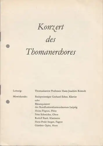 Kantorei Leipzig: Programmheft  KONZERT DES THOMANERCHORES 1976. 